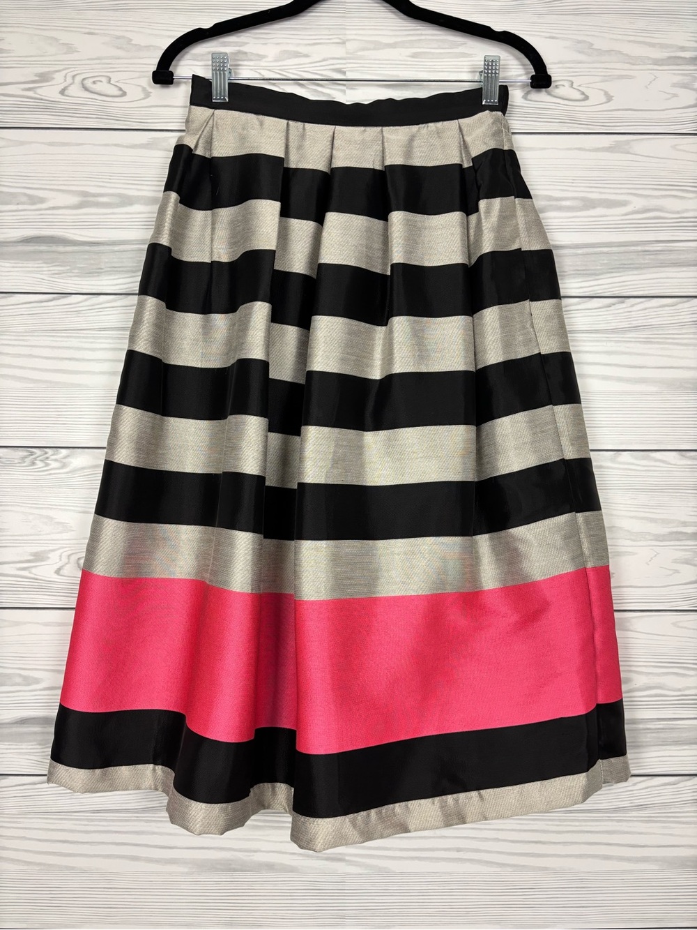 Hutch Anthropologie stripe midi skirt size 2 silver/black/pink